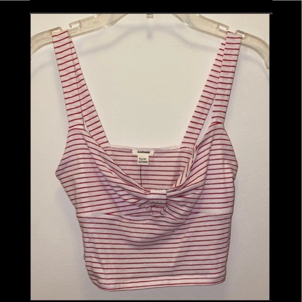 Garage Tank-Crop top red/white stripes size XS, NWT
